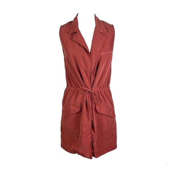 Anthropologie Elevenses Sleevless Trench Coral Open Front Layering Size M - Picture 3 of 14
